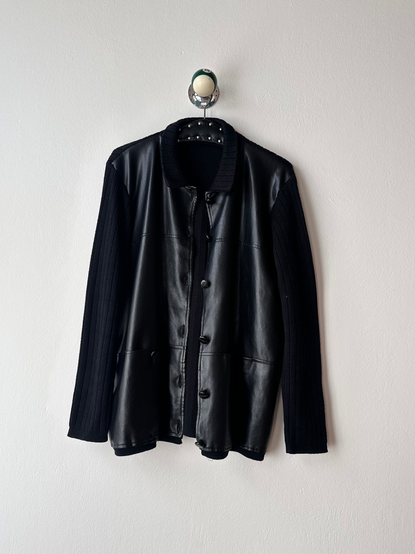 black switching knit jacket
