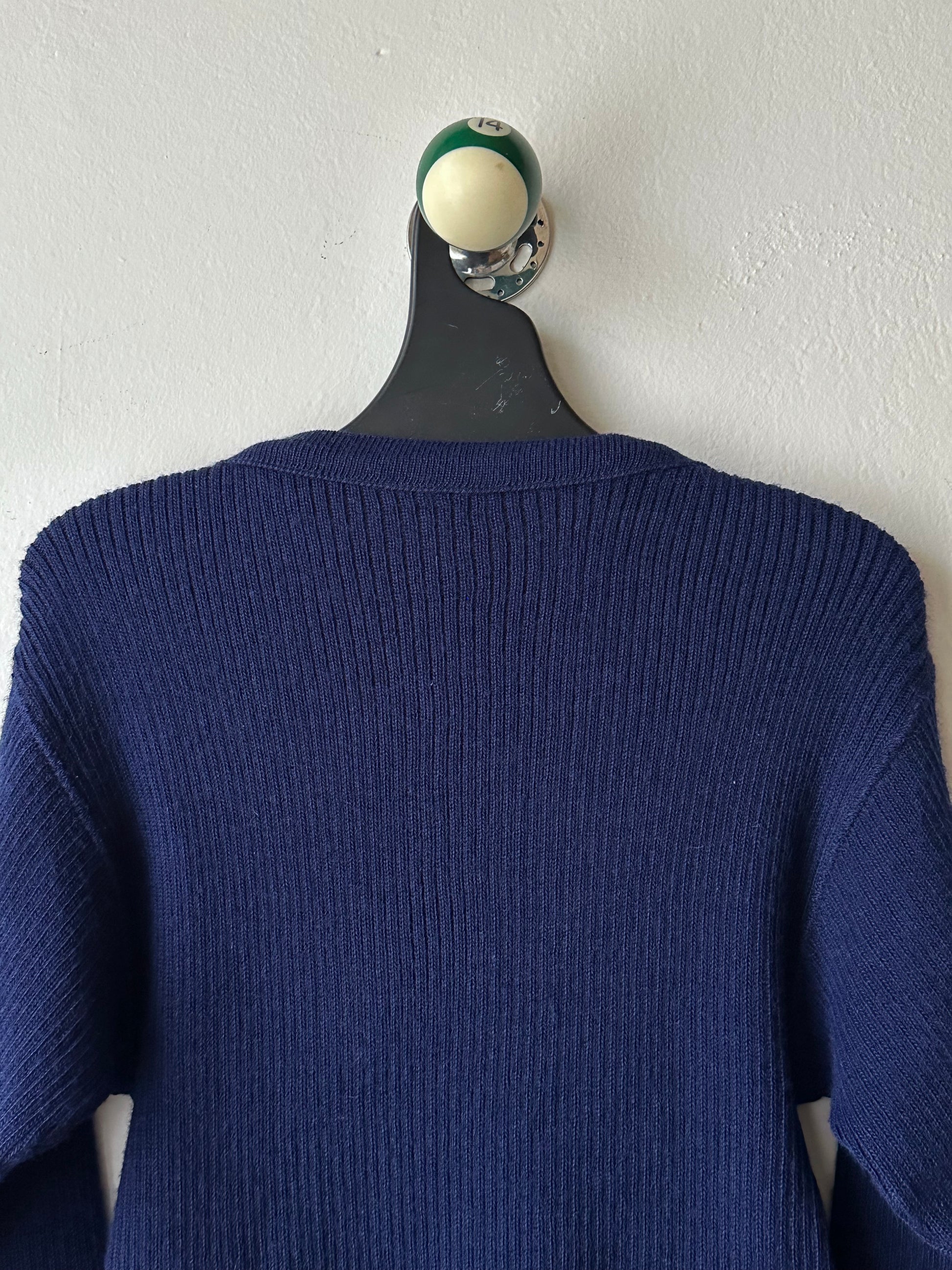1980's French Army Wool Jumper Sweater 80年代 フランス軍 Military ミリタリー ニット Navy 紺色 Vintage ヴィンテージ古着屋 プラハ ユーロ古着 ヨーロッパ古着 Toto Praha Vintage clothing store shop Antique shop Prague totototrip showroom ショールーム 