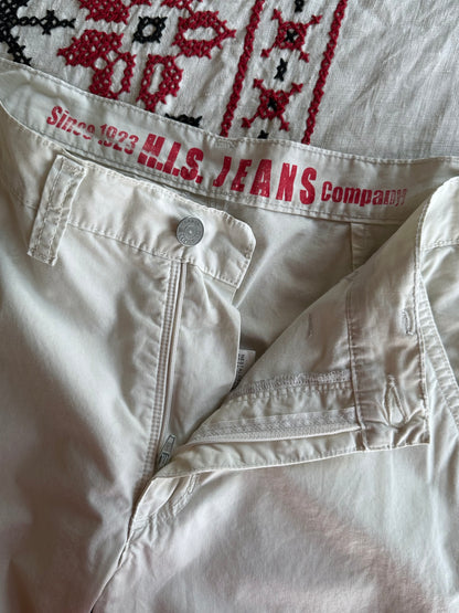 Icey white slit-zip trouser W30