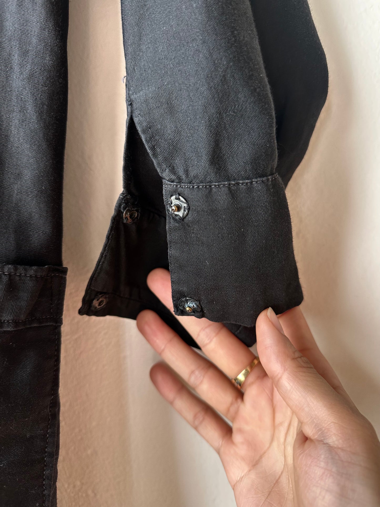 50-60s France light moleskin shirt jacket