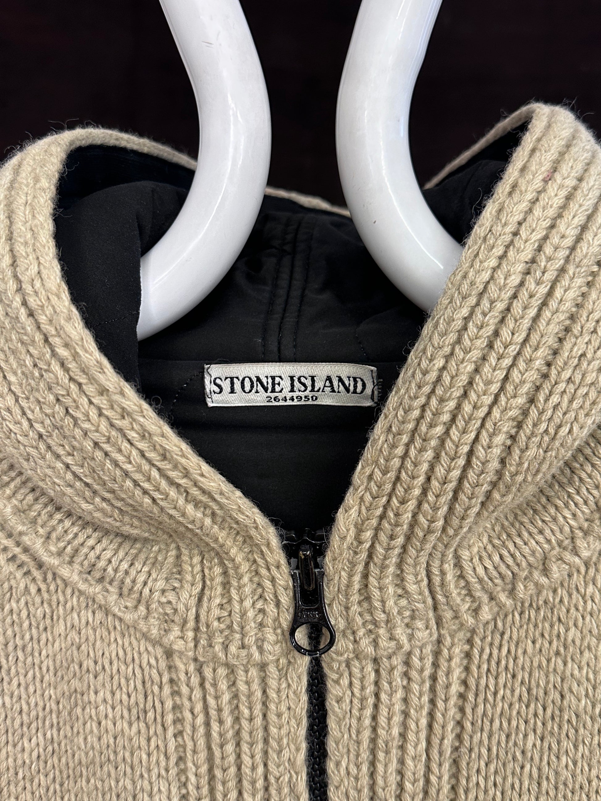 Stone Island Massimo osti CP Company ストーンアイランド  マッシモオスティ Made in Italy イタリア製 イタリア古着 Toto 古着屋 プラハ 古着 Praha Prague Vintage store Vintage clothing ヴィンテージ ヨーロッパ古着 ユーロ古着 Wool knit jacket ニットジャケット ニット