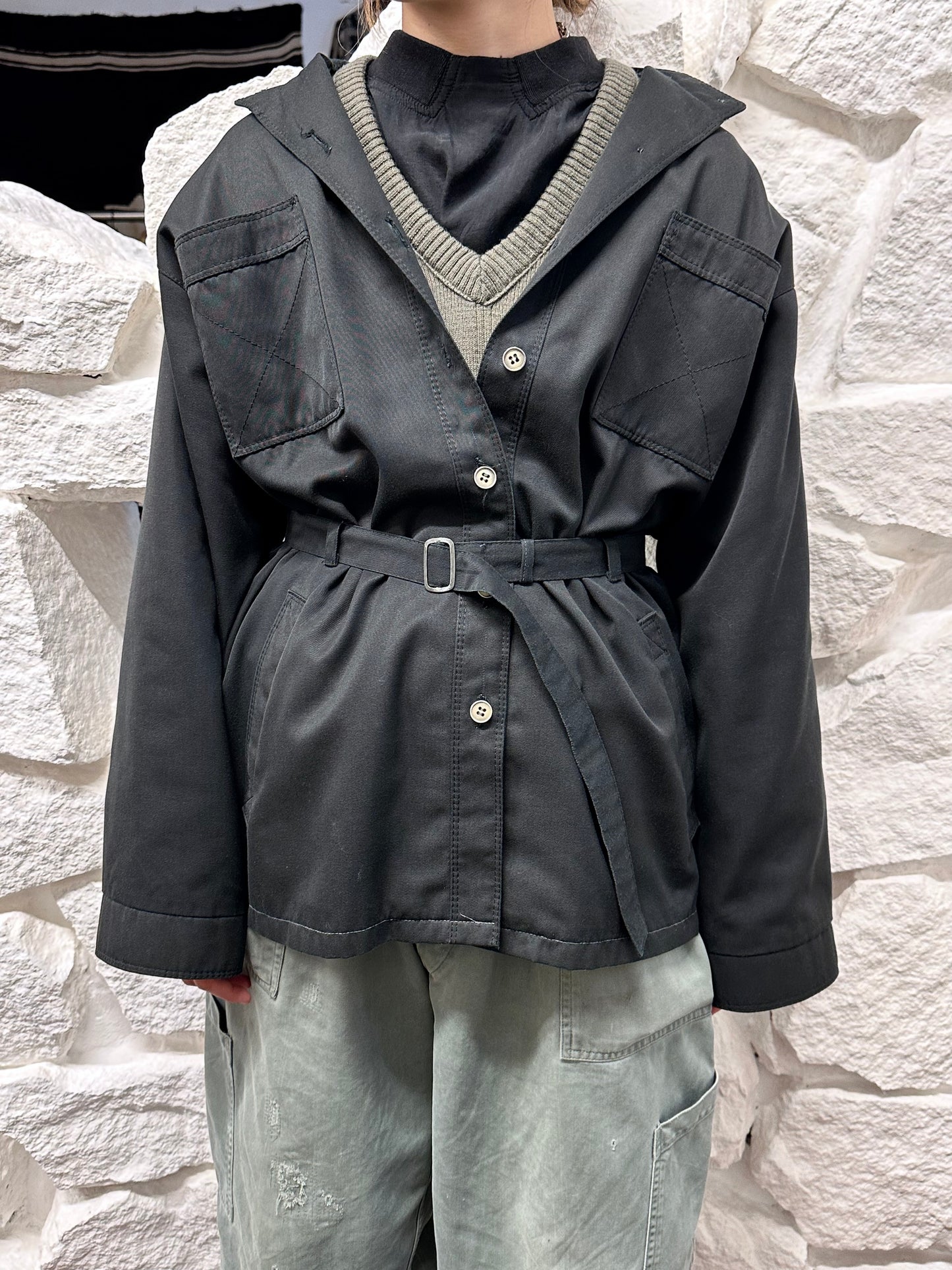 1980s VEB black jacket with belt