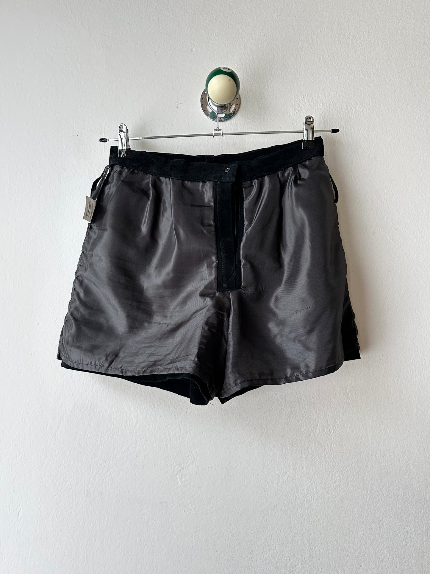Black suede leather shorts W29
