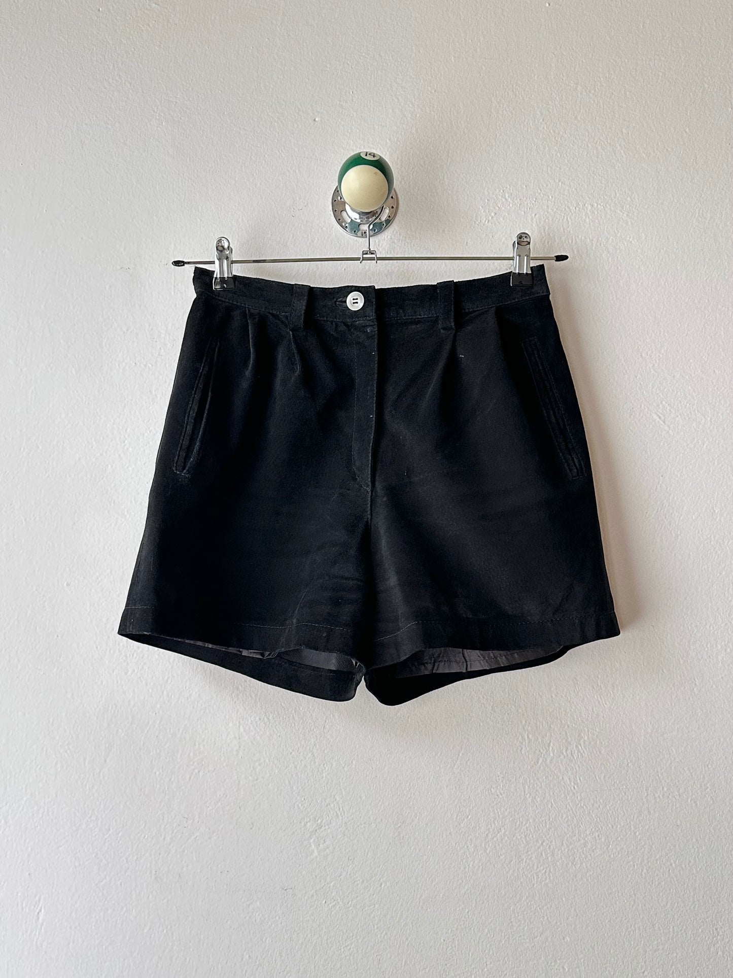 Black suede leather shorts W29