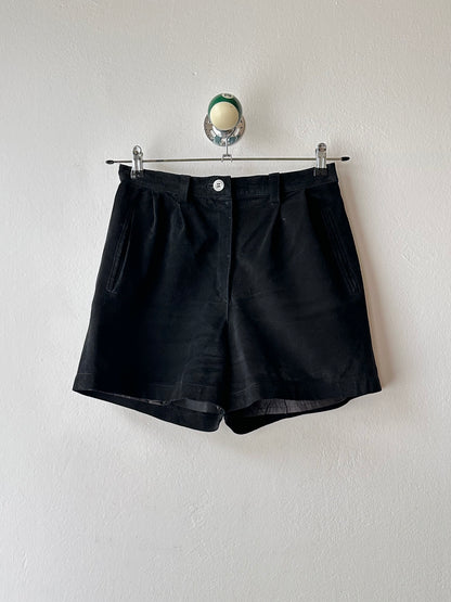 Black suede leather shorts W29