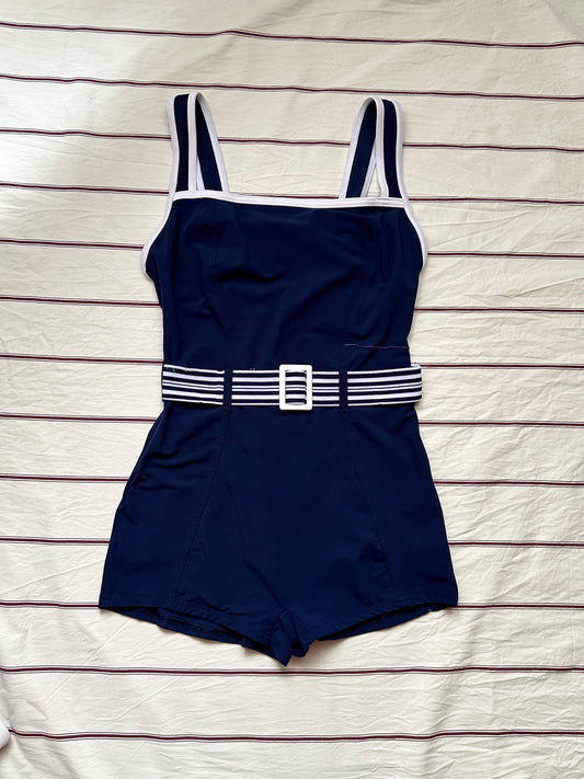 UK navy boxer swimwear with belt L-XL