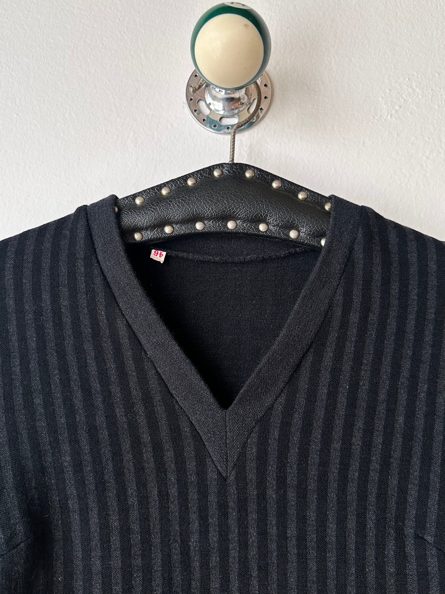 60-70s black striped jersey top