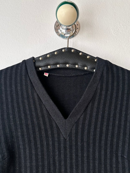 60-70s black striped jersey top