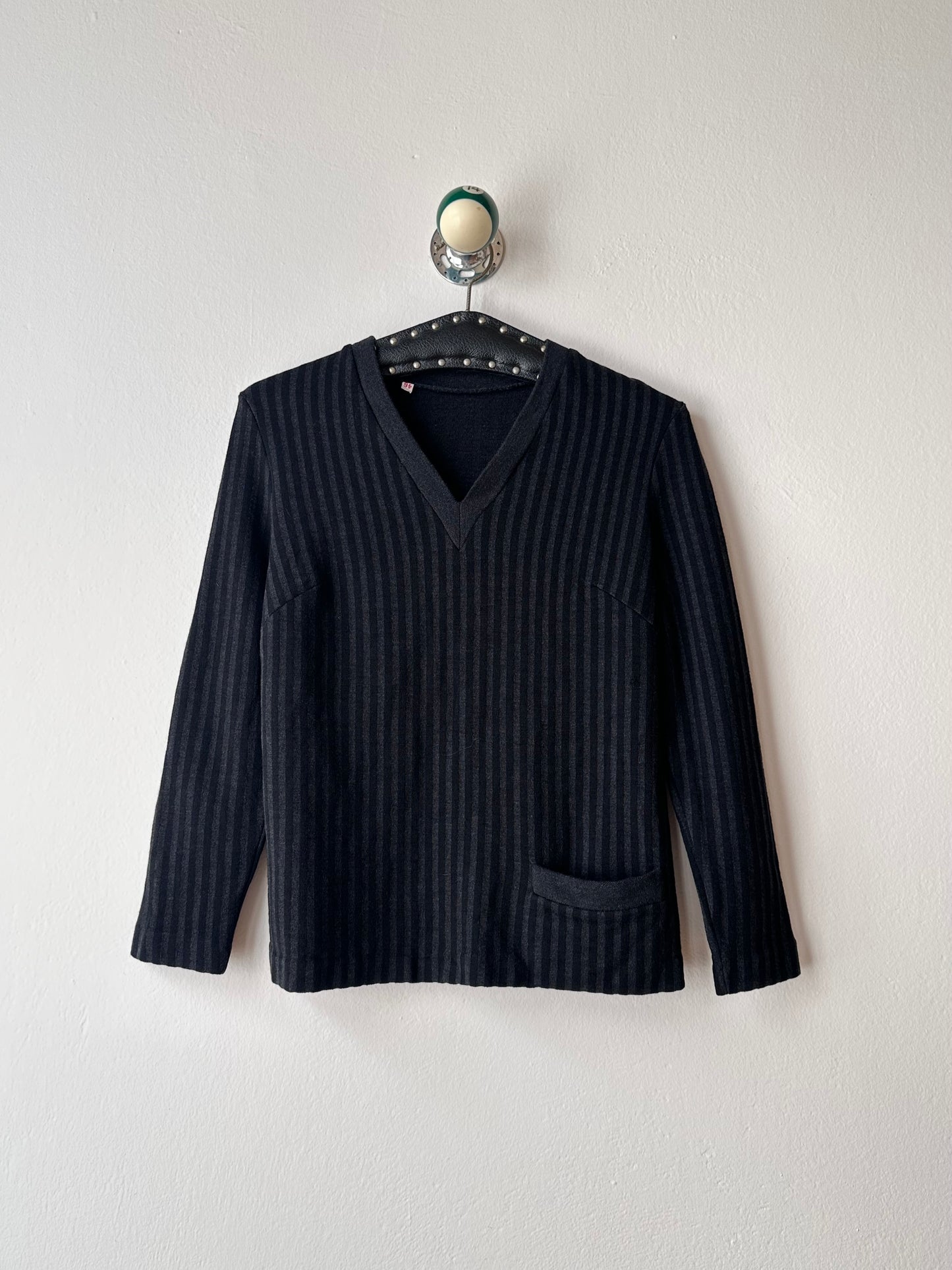 60-70s black striped jersey top