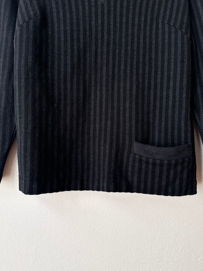 60-70s black striped jersey top