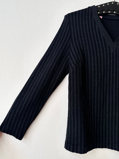 60-70s black striped jersey top