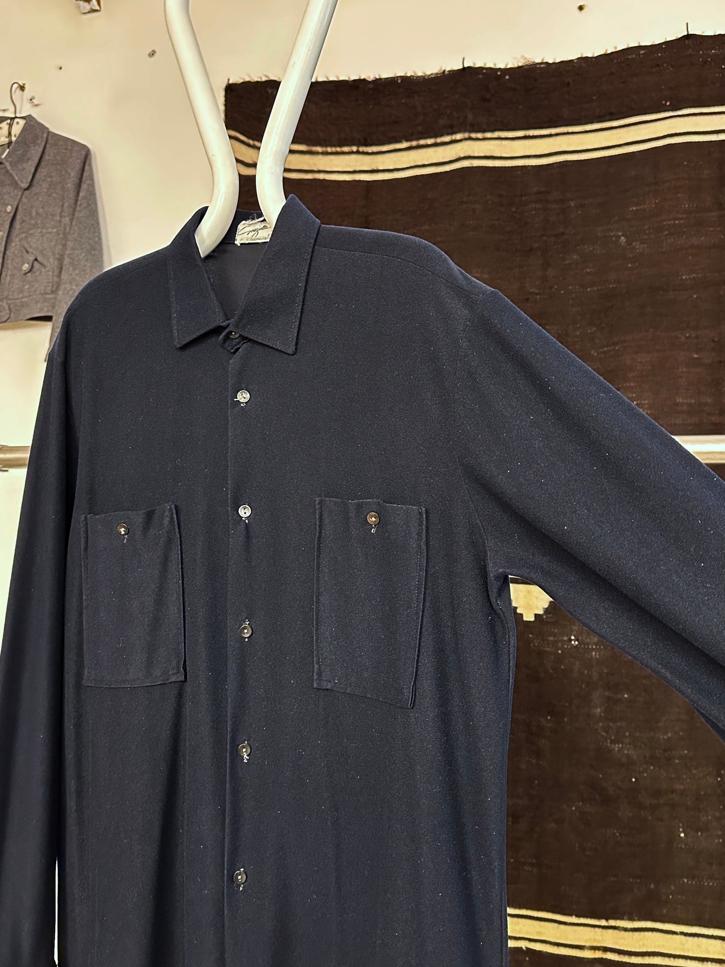 70s Black Wool/Nylon shirt