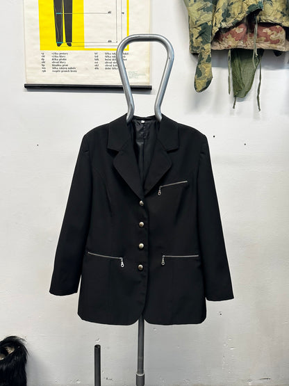 90s black tailored jacket with zips