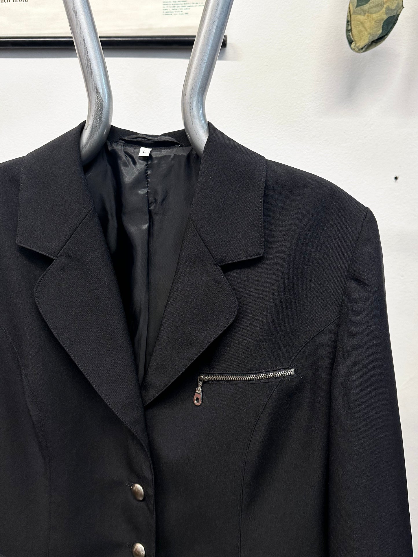 90s black tailored jacket with zips