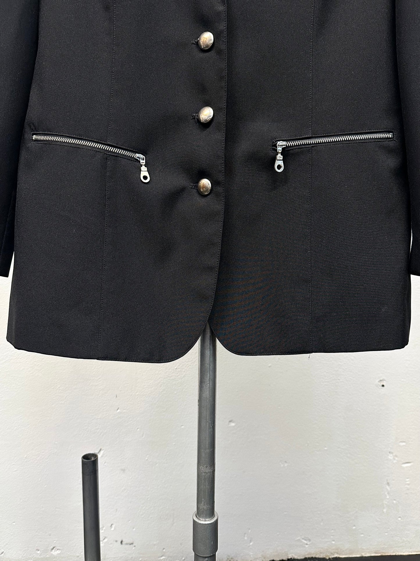 90s black tailored jacket with zips
