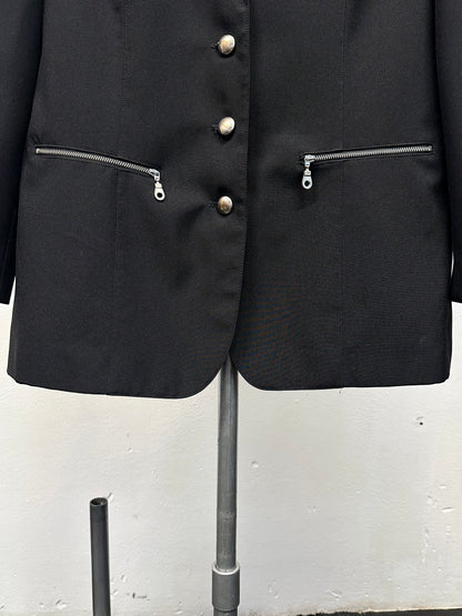 90s black tailored jacket with zips