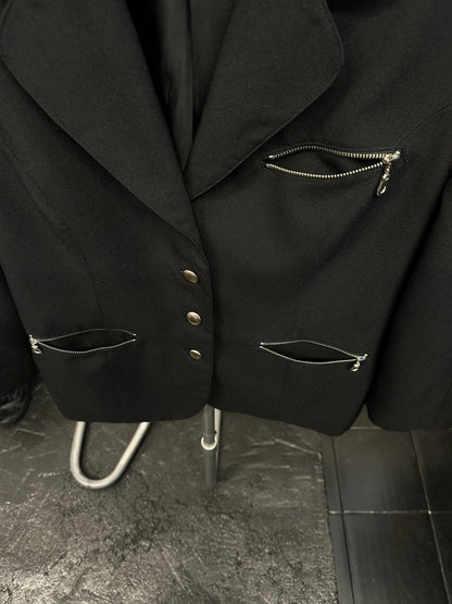 90s black tailored jacket with zips