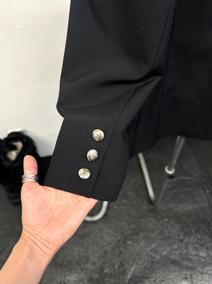 90s black tailored jacket with zips