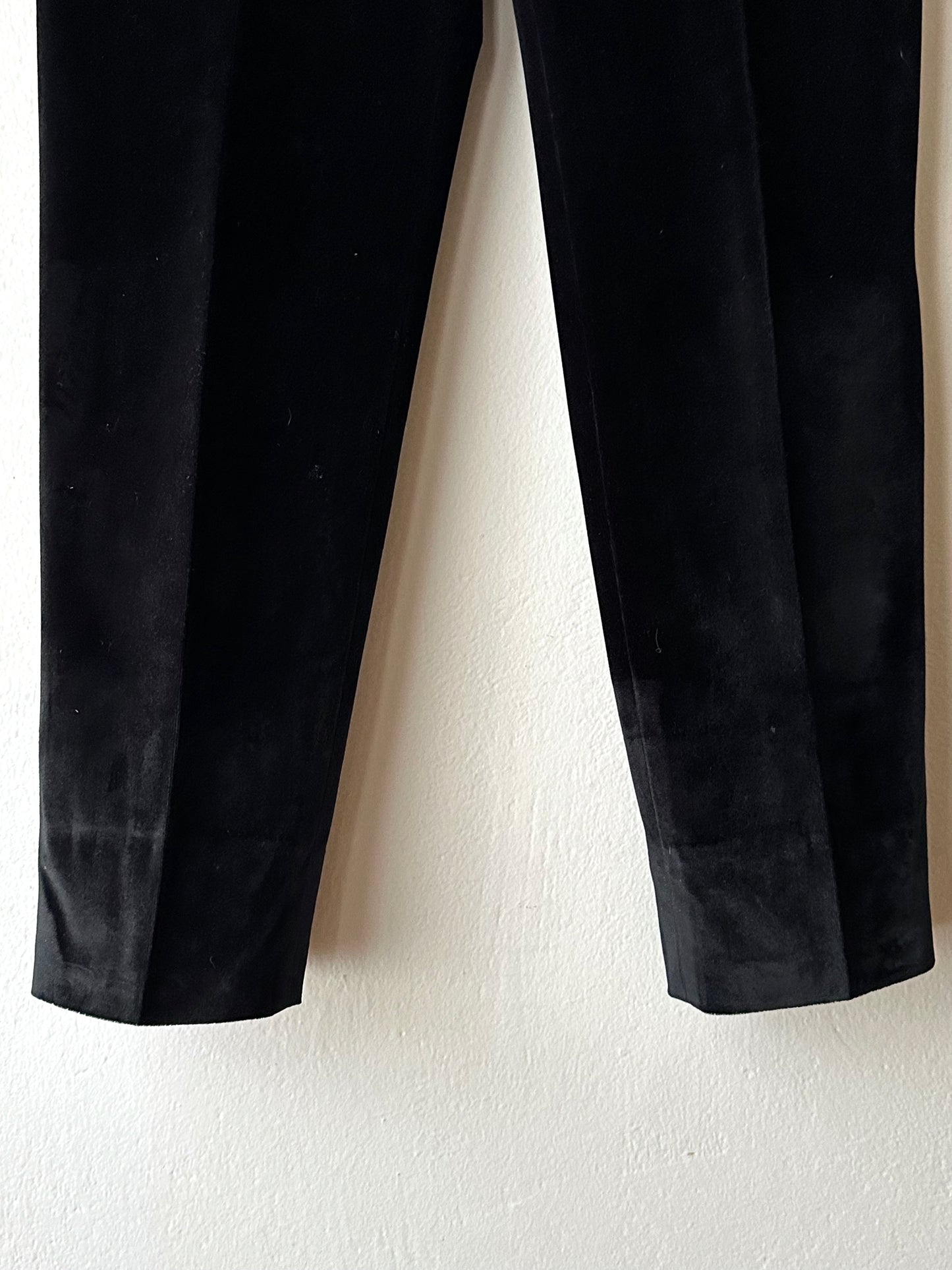 1990s French Black faux velour trousers - w29