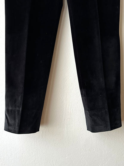 1990s French Black faux velour trousers - w29