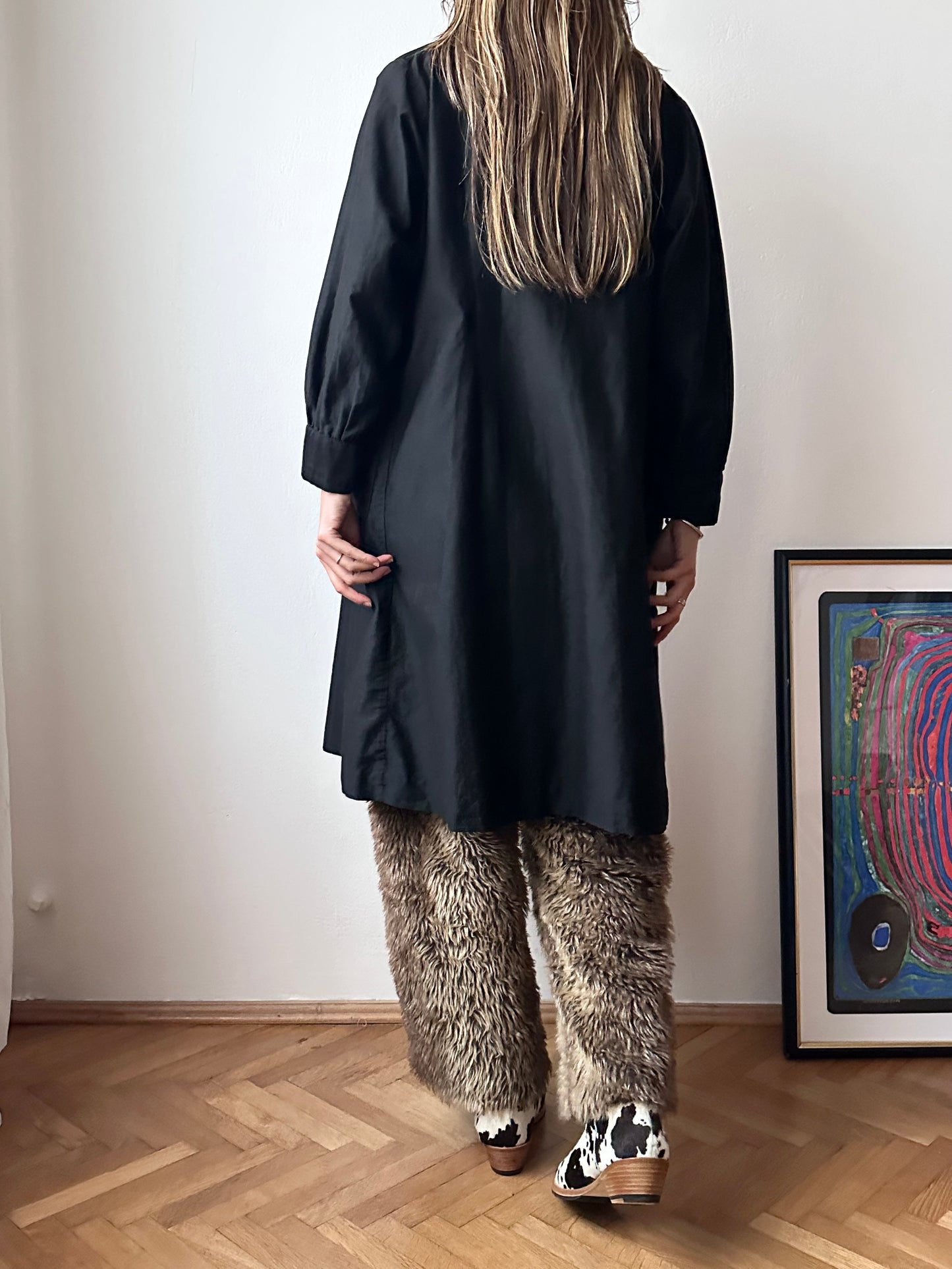 50-60s France light moleskin shirt jacket