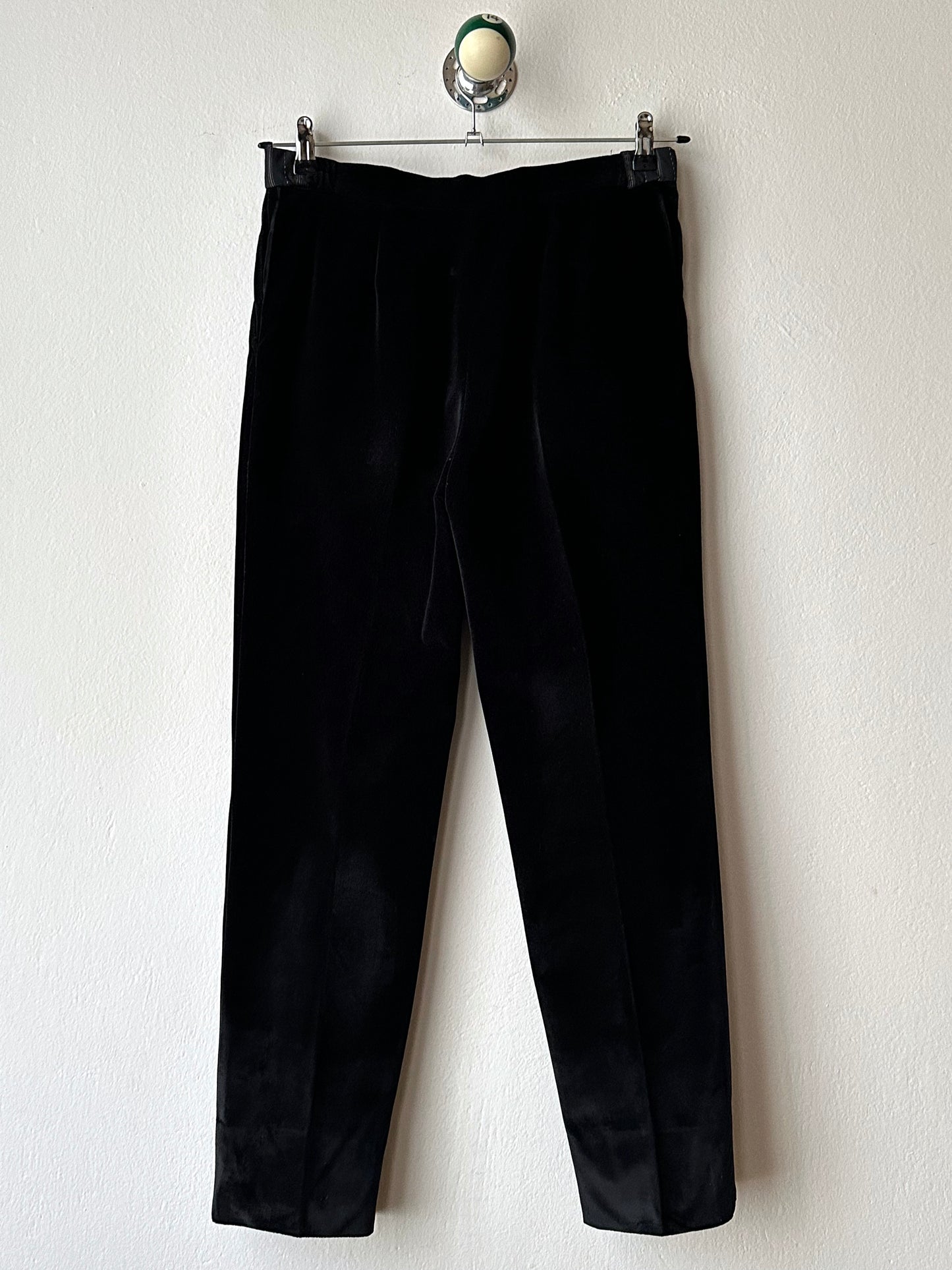 1990s French Black faux velour trousers - w29