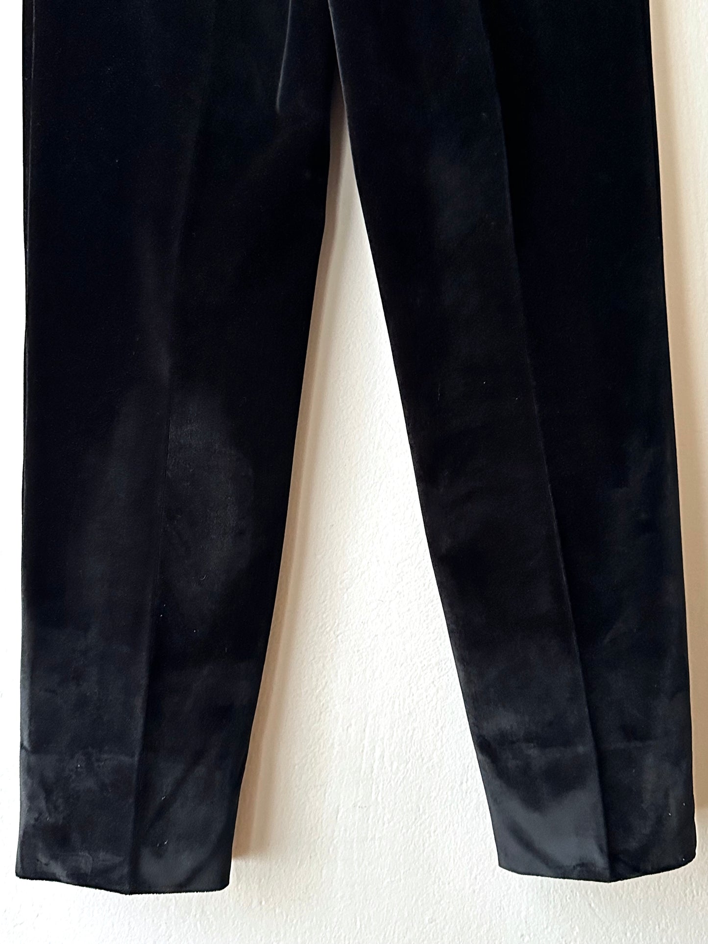 1990s French Black faux velour trousers - w29
