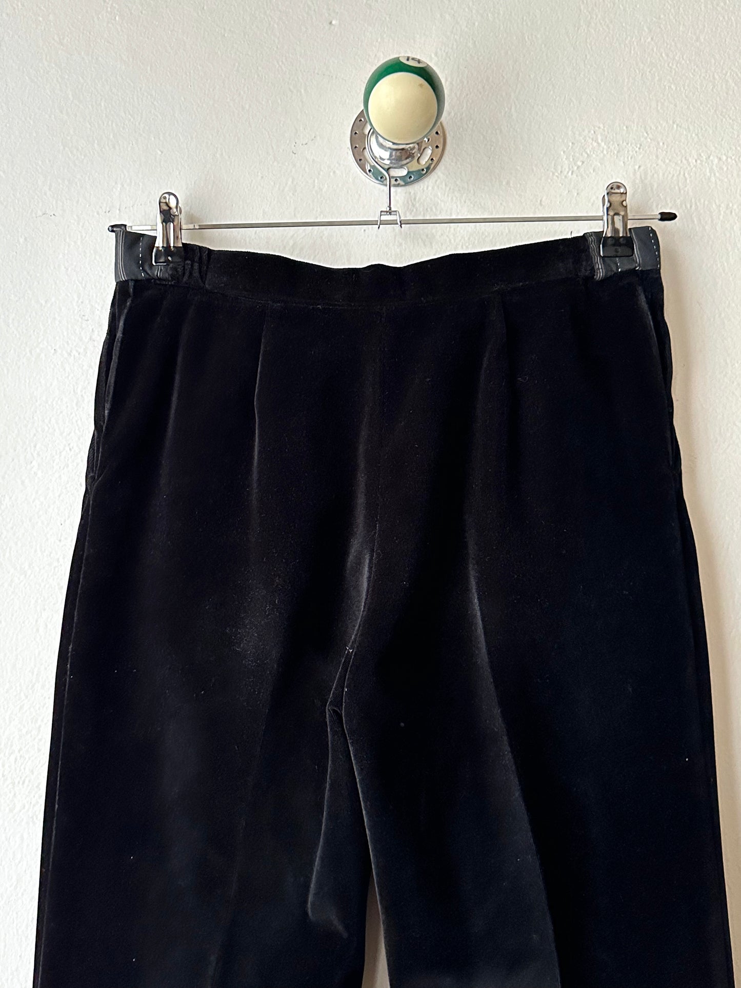 1990s French Black faux velour trousers - w29