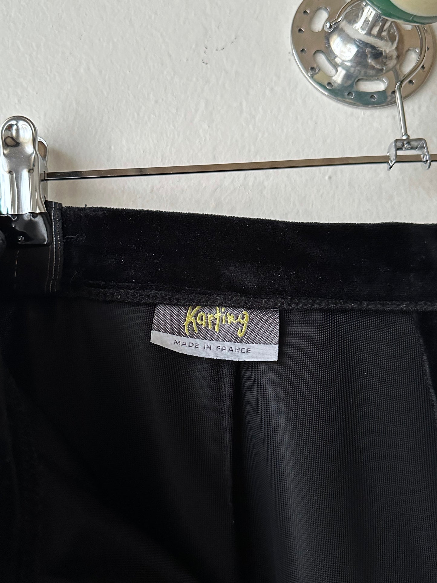 1990s French Black faux velour trousers - w29