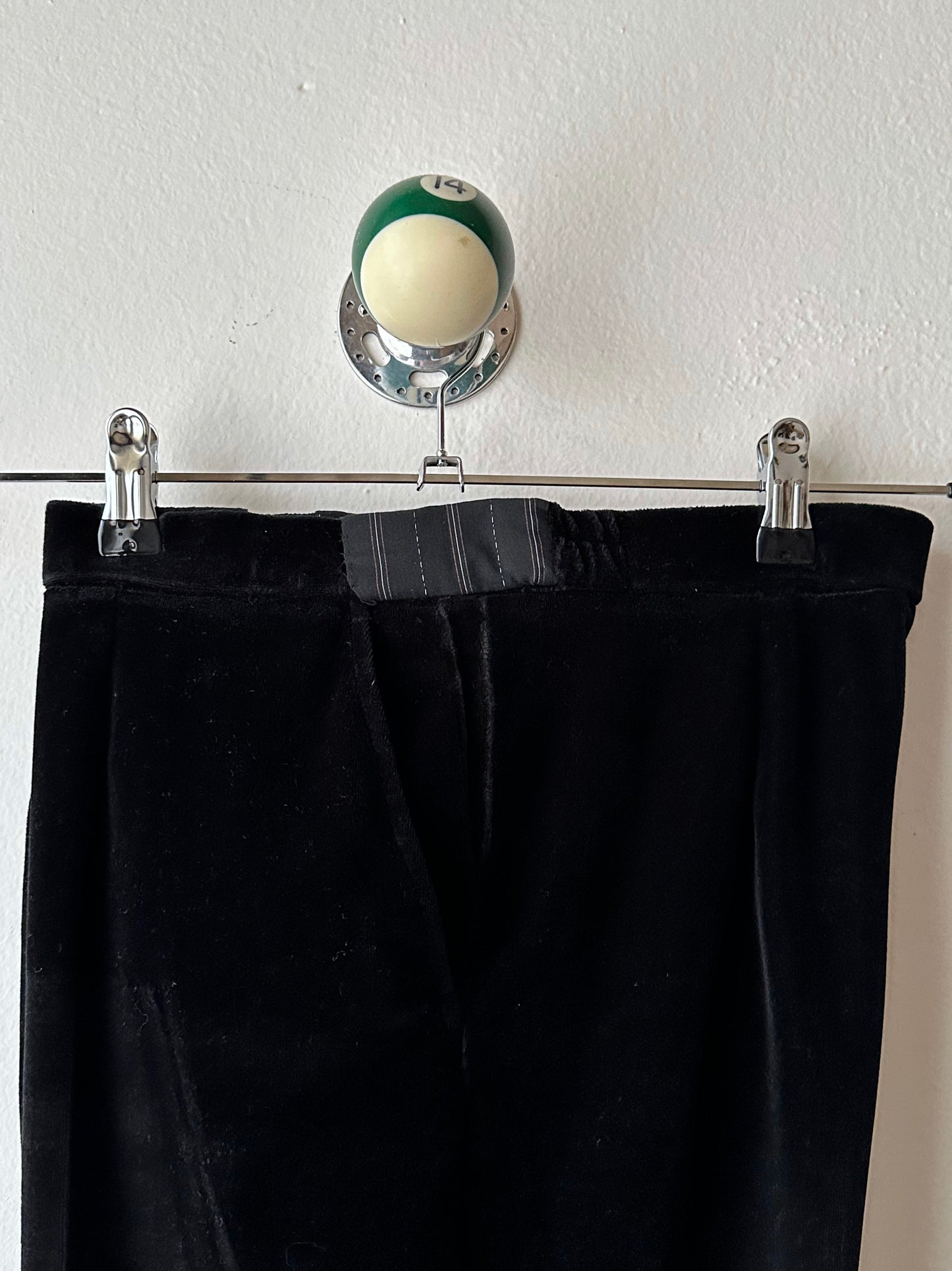 1990s French Black faux velour trousers - w29