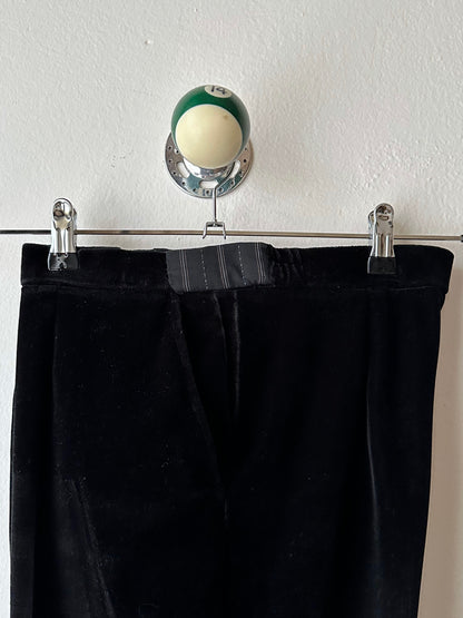 1990s French Black faux velour trousers - w29
