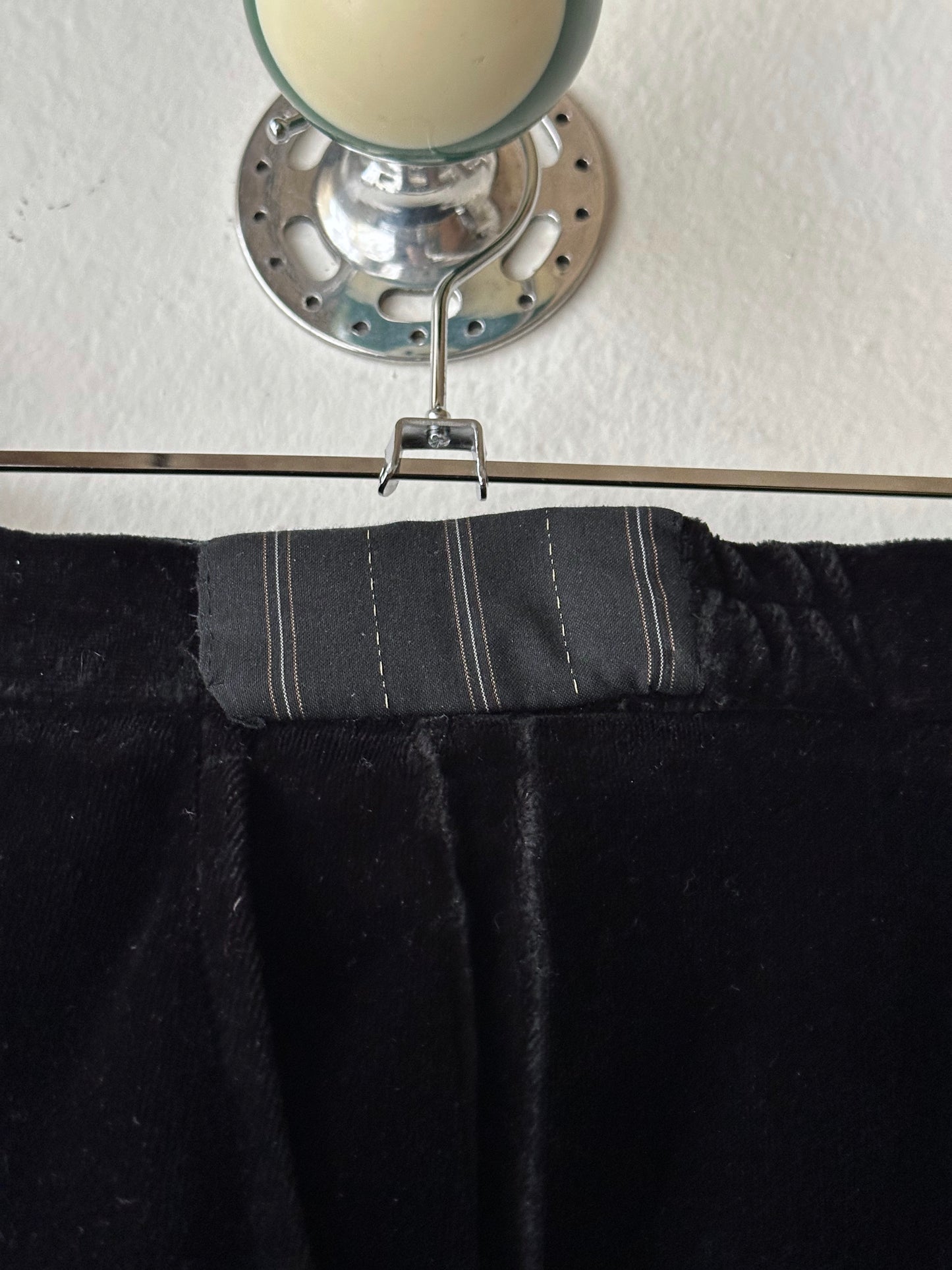 1990s French Black faux velour trousers - w29