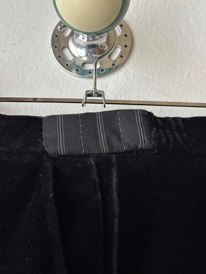 1990s French Black faux velour trousers - w29