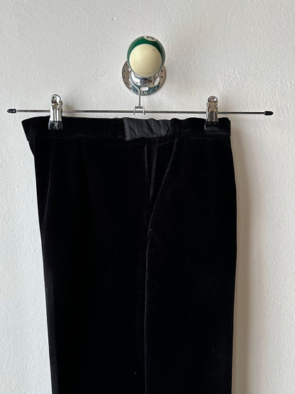 1990s French Black faux velour trousers - w29