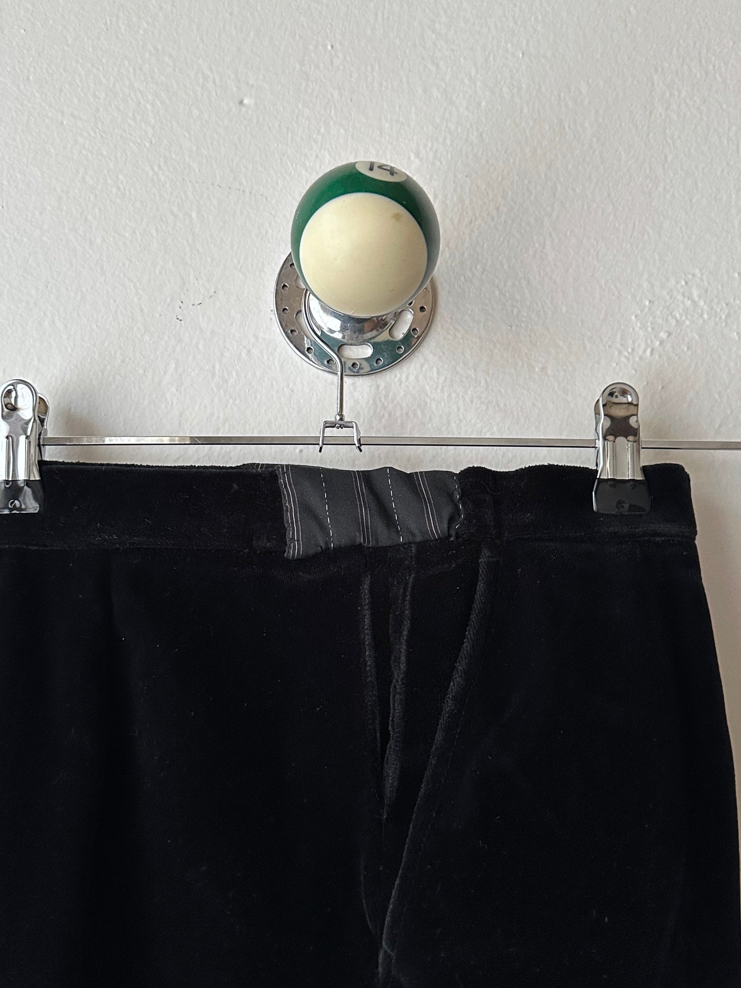 1990s French Black faux velour trousers - w29