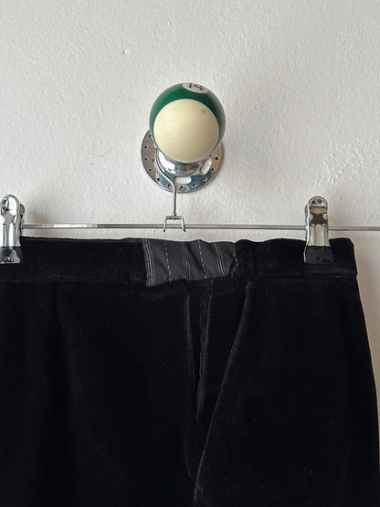 1990s French Black faux velour trousers - w29