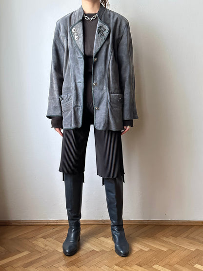 Tyrolean leather tailored jacket