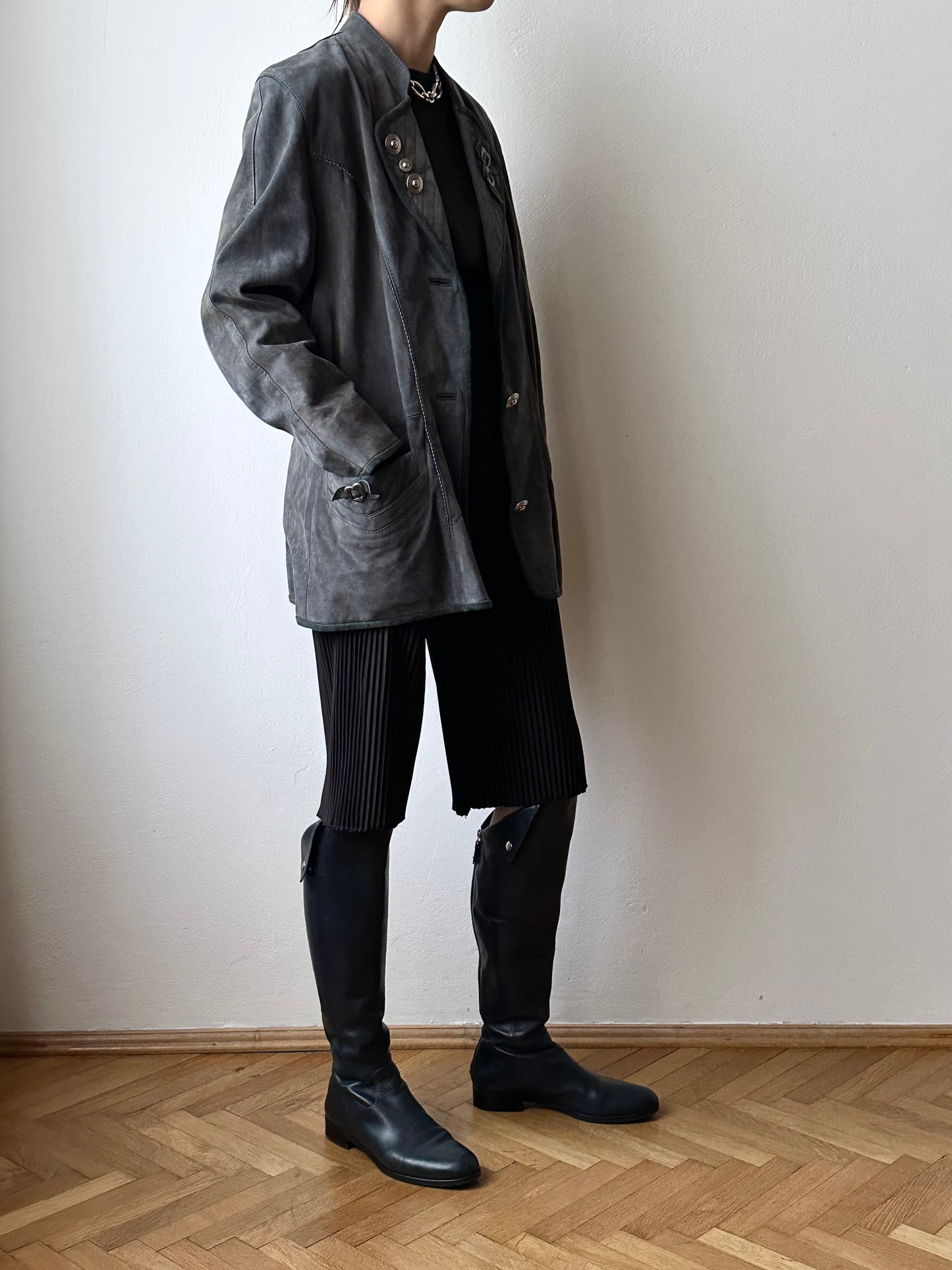 Tyrolean leather tailored jacket