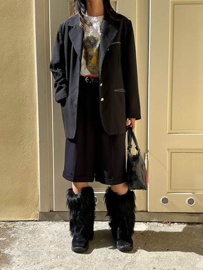 90s black tailored jacket with zips