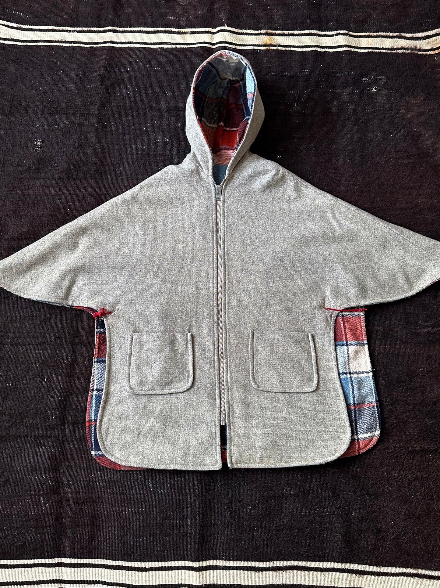 60's 70's Wool poncho リバーシブル ポンチョ