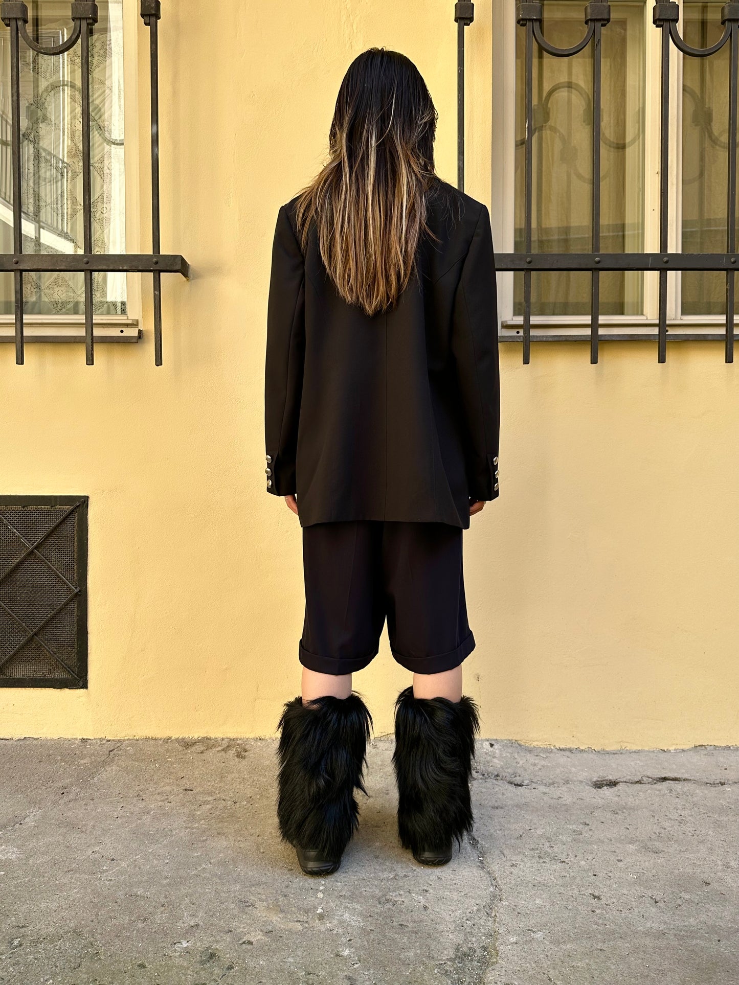 90s black tailored jacket with zips