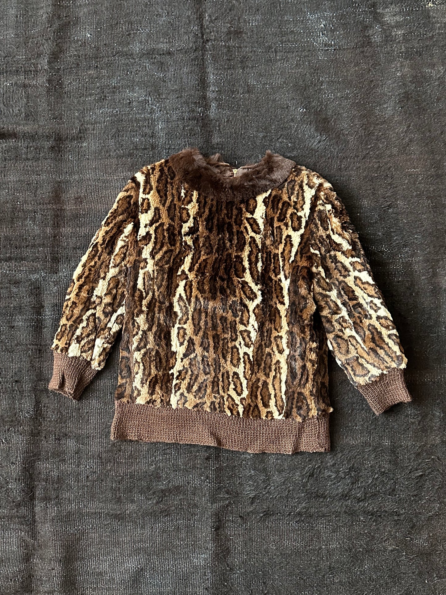 60s real fur leather smock