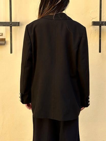 90s black tailored jacket with zips
