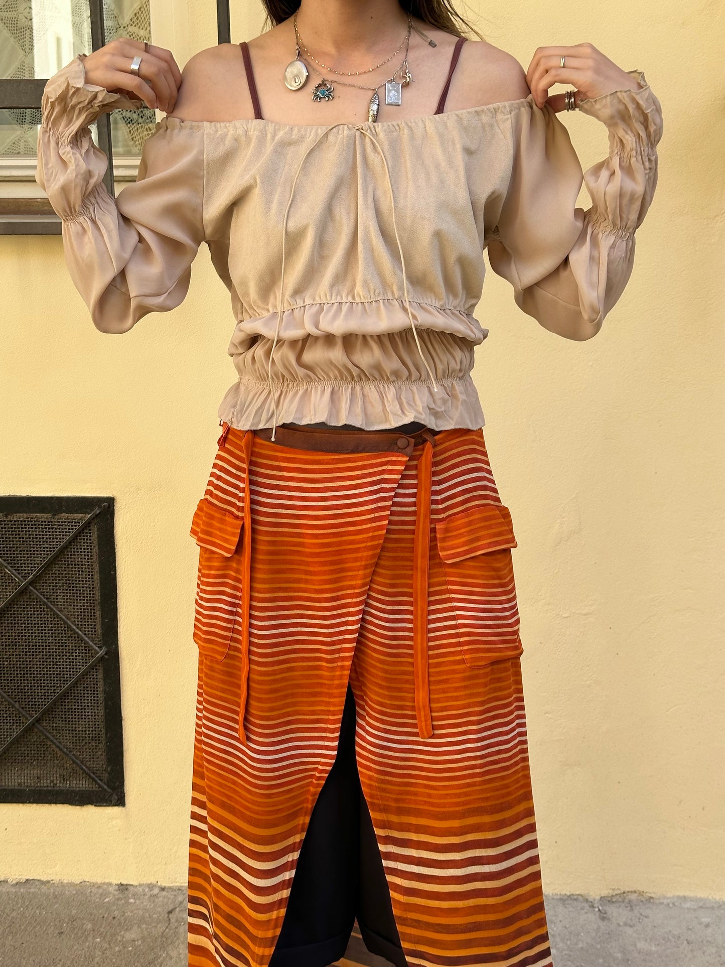 Italy beige chiffon top
