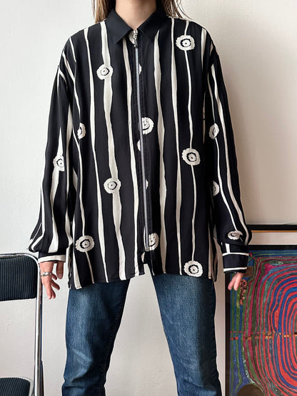 beautiful fabric shirt with ball-zip