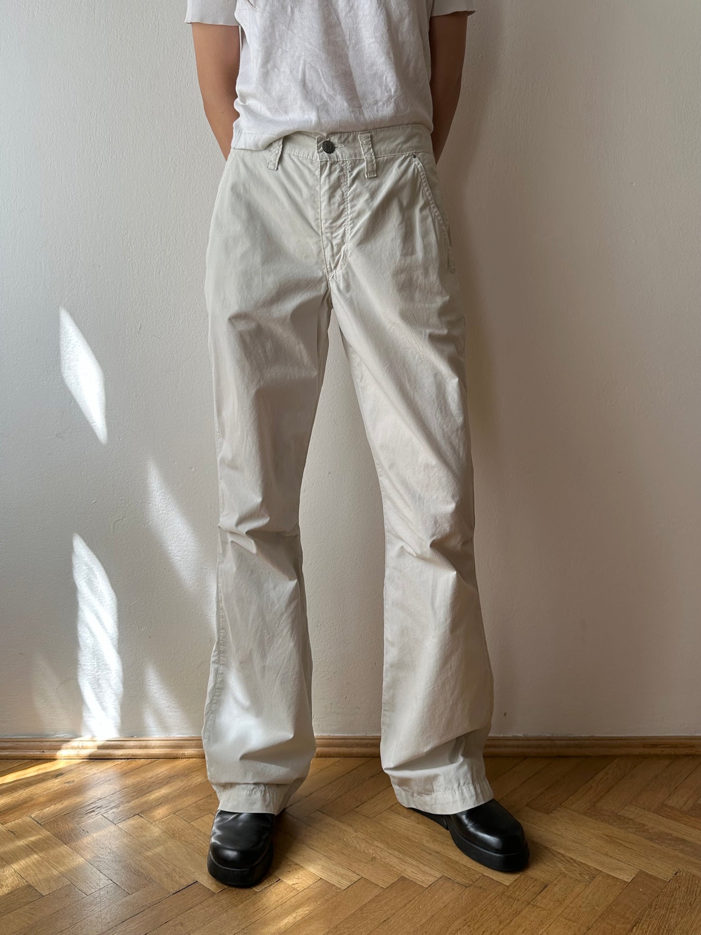 Icey white slit-zip trouser W30