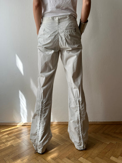 Icey white slit-zip trouser W30