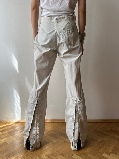 Icey white slit-zip trouser W30