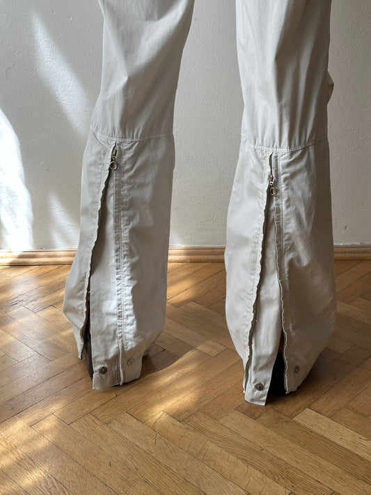 Icey white slit-zip trouser W30