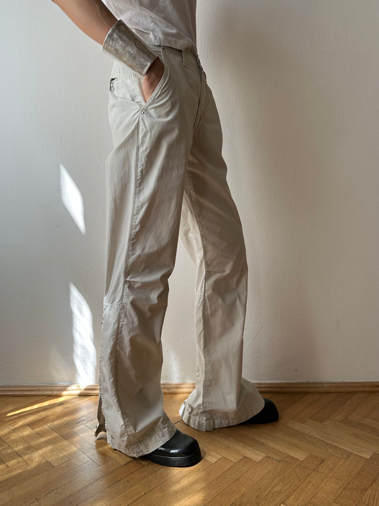Icey white slit-zip trouser W30